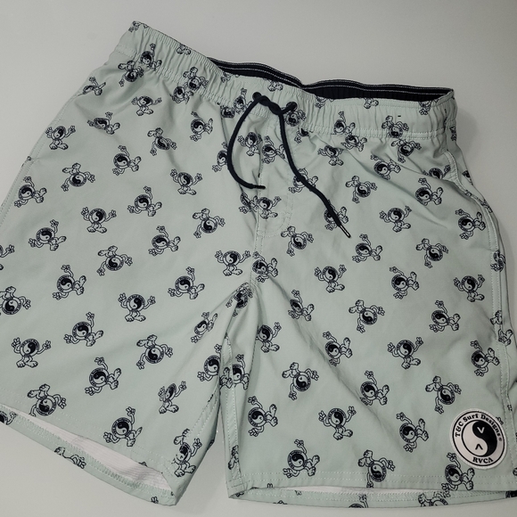 RVCA Men's Swim Shorts - Light Gray with Black Print - Picture 5 of 8